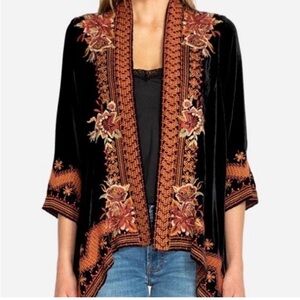 Johnny Was Black and Orange Embroidered Jacket